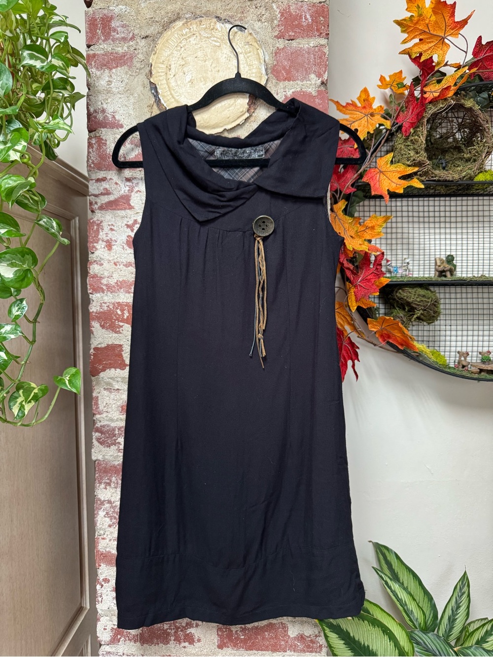 Euro Vintage Y2K Helmi Black Bronze Button Dress XS/S